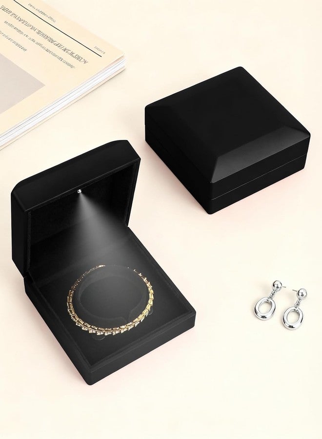 Hatori Luxury Bracelet Box, Velvet Jewelry Bangle Box Storage Case Organizer Holder with LED Light for Wedding, Engagement, Proposal, Birthday and Anniversary - Image 2